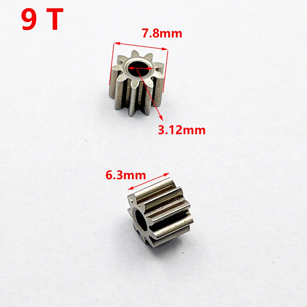 Motor Gear Transmission Gear Electric Bike Gear Metal Steel Gear 9 Teeth/ 12 Teeth 9T /12 Teeth Replaceable Motor Gear for RS550 10.8V / 12V / 14.4V 16.8V 18V 21V Motor