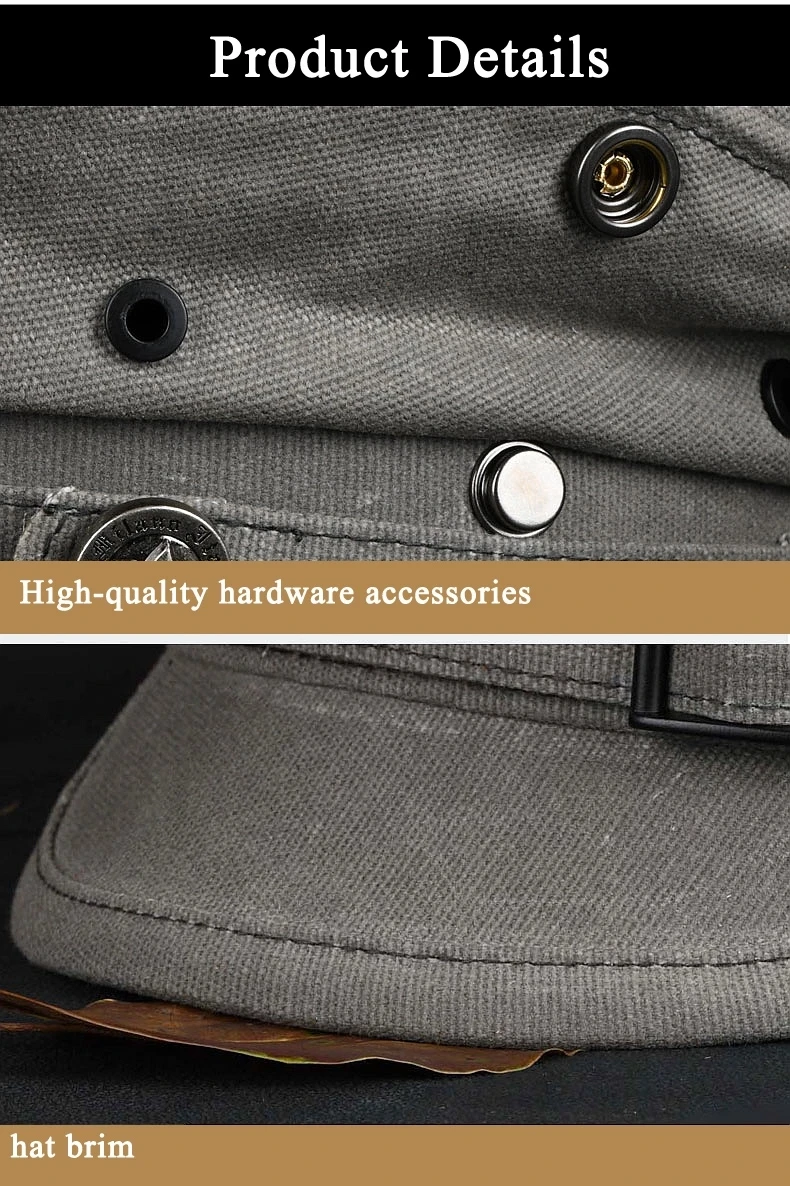 Retro Navy Peaked Sailor Cap Men Women Spring Army Hat Male Canvas Grey Eagle Belt Locomotive Casquette