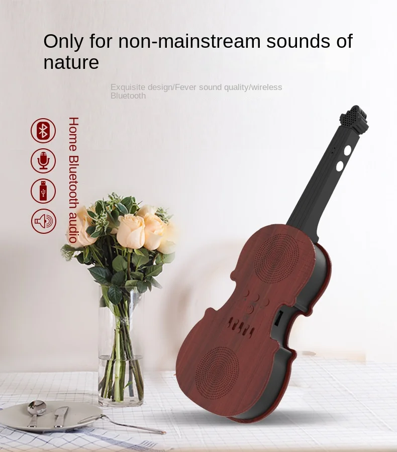 

Mini Bluetooth Audio Explosion Craft Gift Violin Retro Wooden Audio