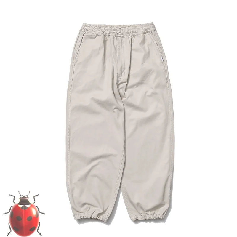 Japanese WOODENhea Wide Leg Pants Solid Color Trackpants Men Women Loose Casual Sweatpants Trousers Cuffs Drawstring Adjustable