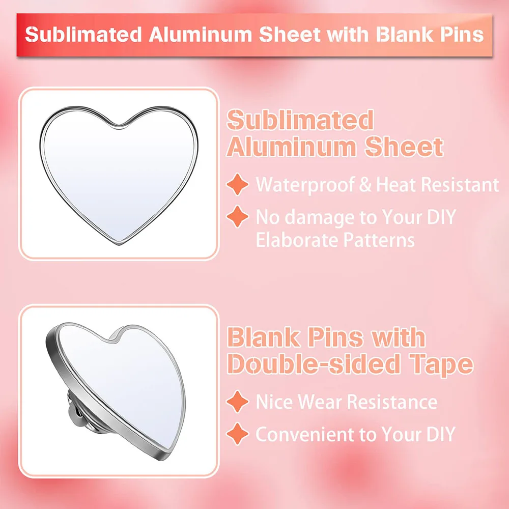 30 Pcs Sublimation Blank Pins DIY Button Badge Kit Sublimation Silver Blank  Aluminum Sheet with Butterfly Pin Backs for DIY Craft Jewelry Lapel Making