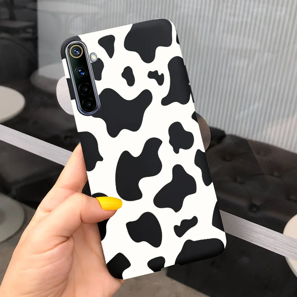 mobile pouch waterproof For Realme 6 6 Pro Case Cute Milk Cow Flower Patterns Soft Back Cover For OPPO Realme 6 6S 6Pro RMX2061 Coque Funda Realme6 Capa iphone waterproof bag