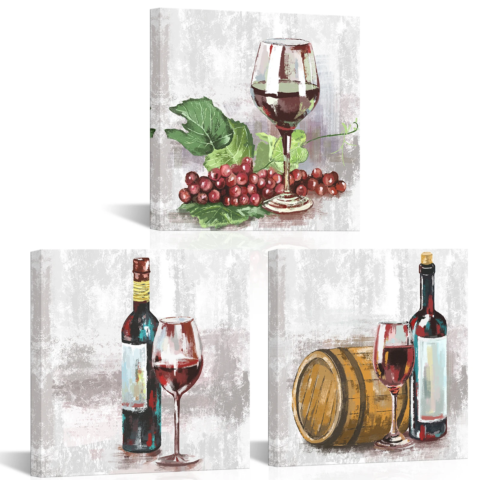 

3 Pieces Wine In Glass Home Decor Poster Abstract Bottle Print Canvas Painting Modern Style Picture Living Room Wall Art