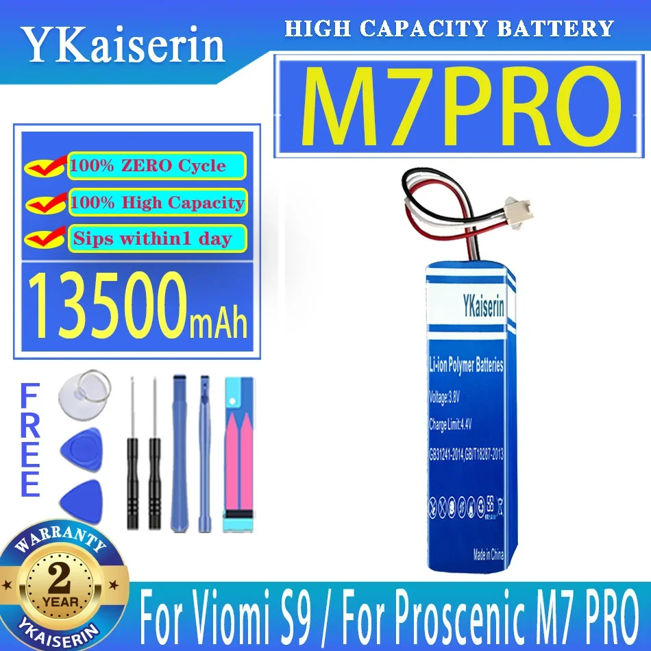 

Аккумулятор ykaisсеребрин на 13500 мА · ч для робота-пылесоса Xiaomi Viomi S9, Proscenic M7 M8 Pro/MAX M8Pro U6, запасные части для зарядки
