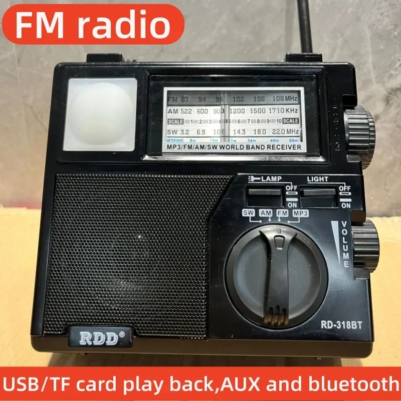 

Portable Emergency Radio Solar FM AM SW Radio Receiver with LED Flashlight Wireless Bluetooth Speaker Music Player Phone Charger