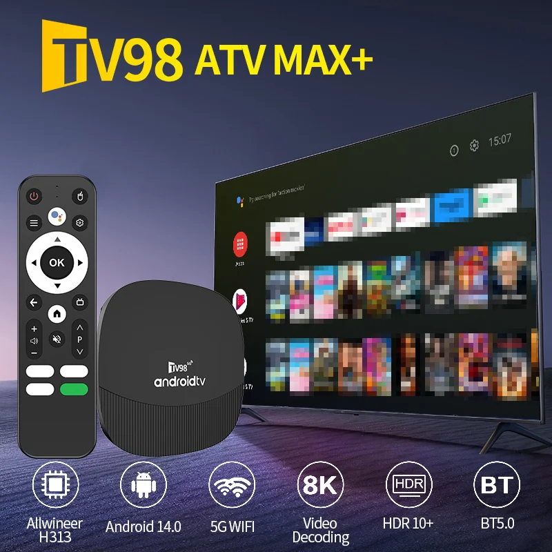 TV98 ATV Max Plus TV Box 8K 4K Android 14 Set Top Box 4G 5G 8GB 128GB Voice Remote WiFi Media Player Ultra Smart TV Box iptv - Imagen 2