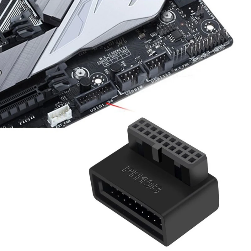Scheda madre USB 3.0 19P/20P adattatore a gomo a 90 ° porta Plug-in per telaio anteriore di tipo C