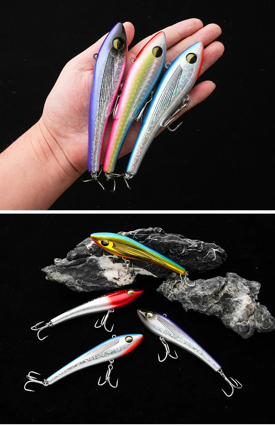 Sinkender VIB-Angelköder, 135 mm, 73 g, langer Wurf, Vibrationsköder, künstlicher harter Köder, starker Haken für GT-Thunfisch, Meeresangelköder – Detail 10