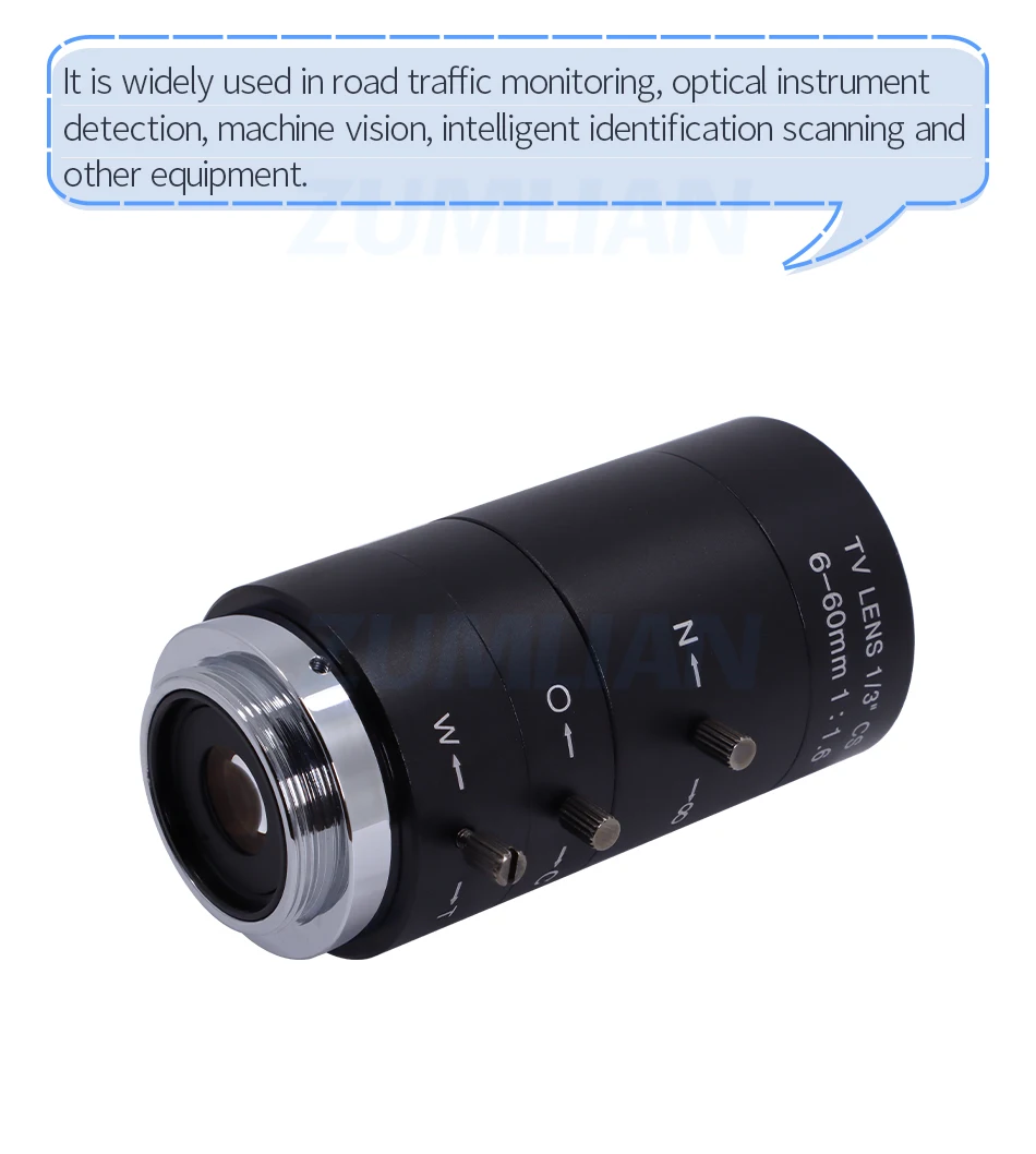 ZUMLIAN 6-60mm vari focal objektiv cs mount kamera 1/3 ''zoom objektive 2mp cctv kameras f2.5 manuelle iris für überwachungs kameras – Detail 8