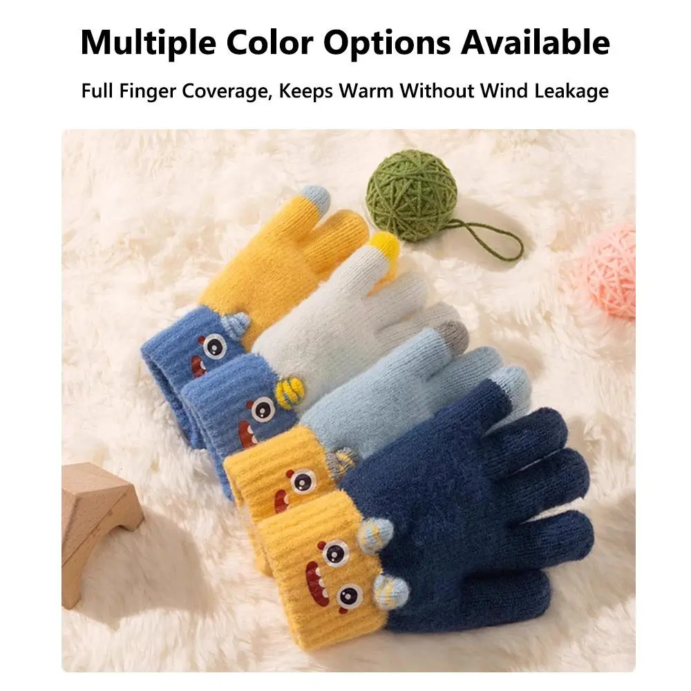 Cartoon Winter Warm Children's Gloves Soft Stretch Thickened Student Writing Gloves Full Finger Gloves for Women & Men