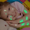 5pcs Green Luminous Glow Waterproof Temporary Tattoo Stickers Cute Cartoon Unicorn For Kids Arm Face Body Art Fake Tattoos 2