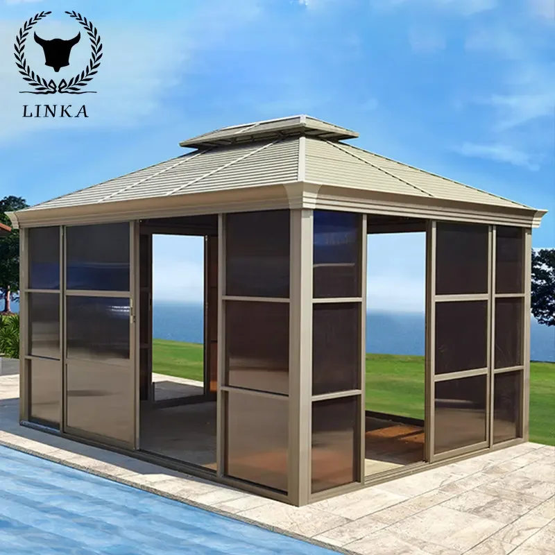 3mx4m Outdoor Pavilion, Sun Room, Villa, Courtyard, Casual, Aluminum Alloy Shade, Canopy, Roof Garden, Outdoor Terrace