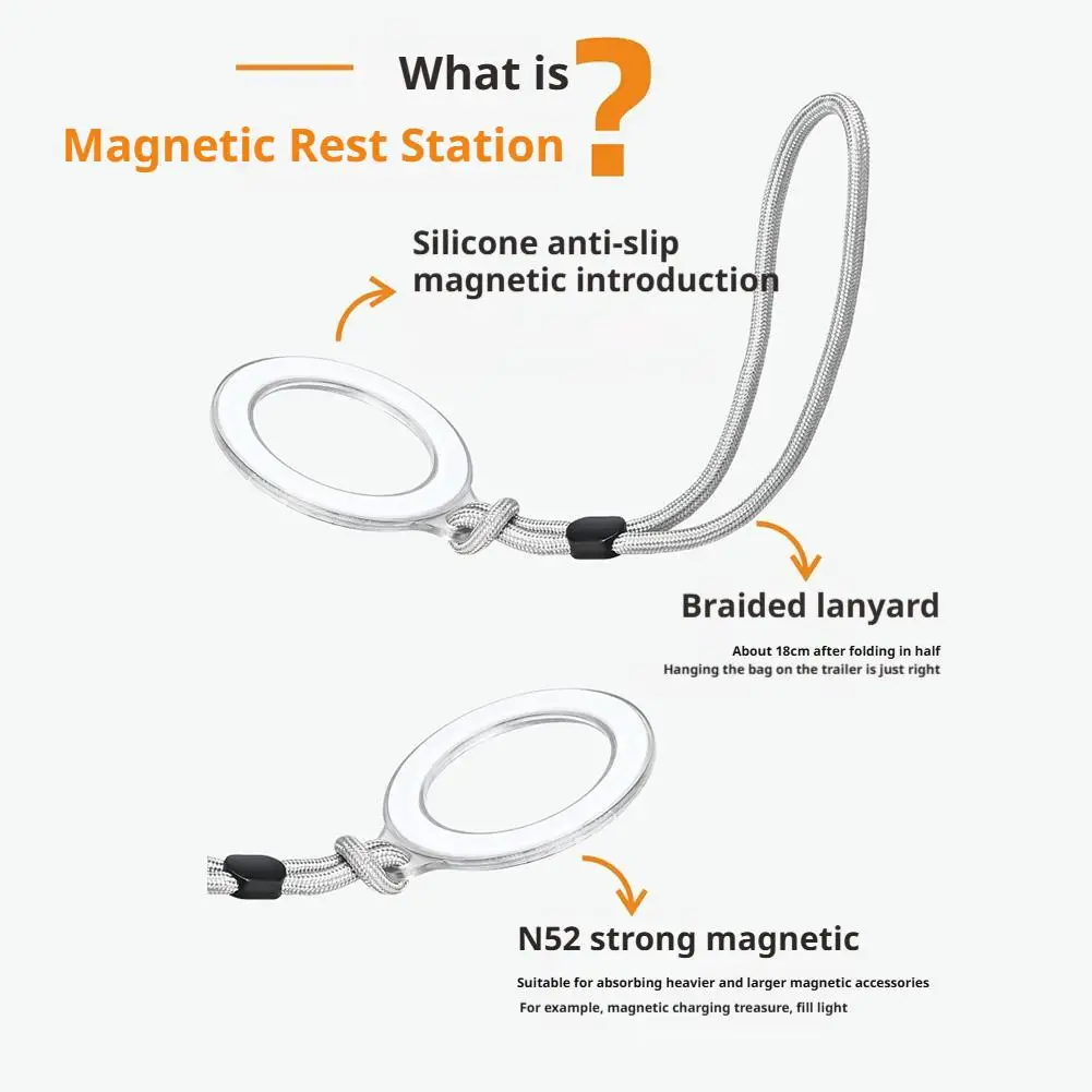 Magnetic Ring Lanyard Phone Charm with Adjustable Anti-Fall Cord