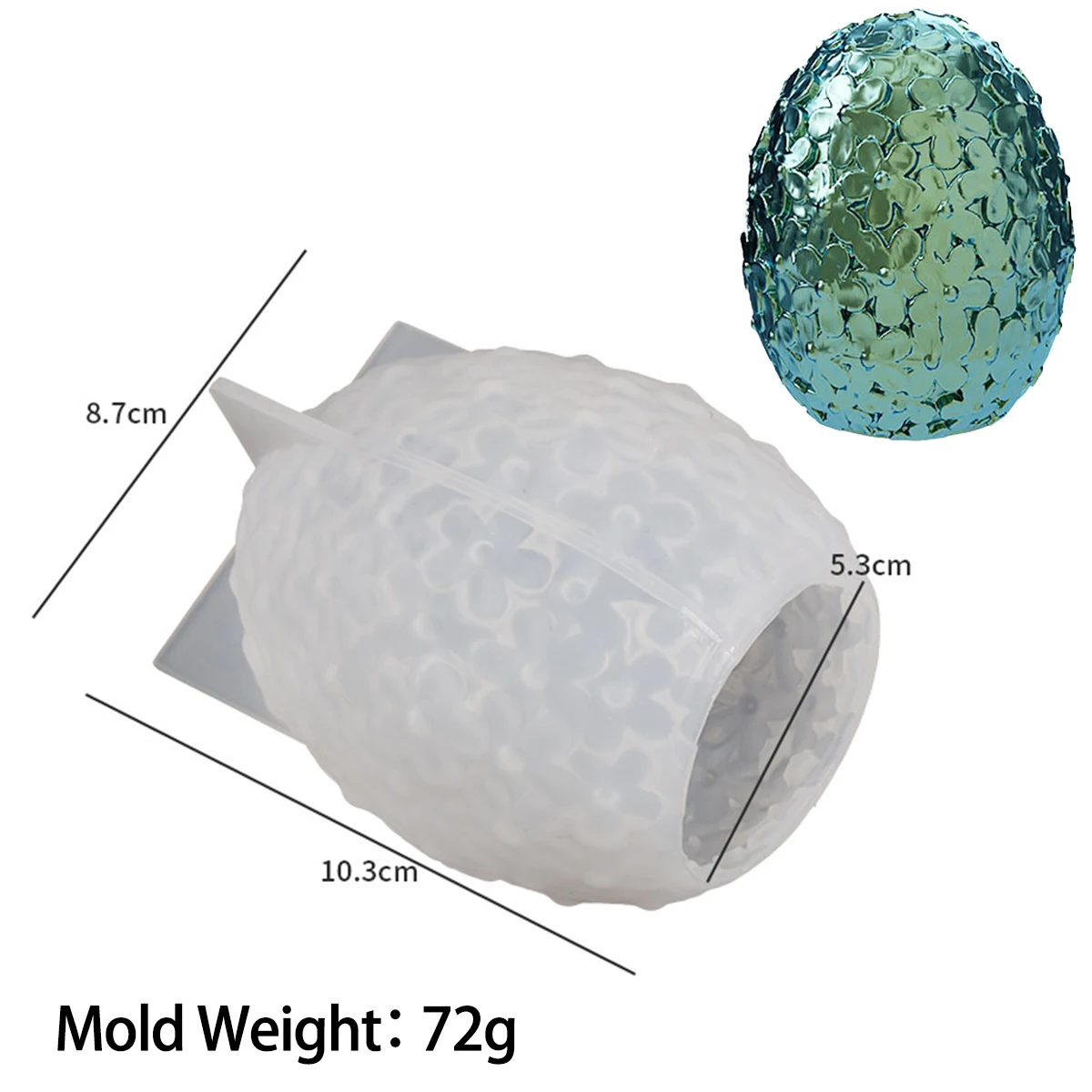 Description Picture 3 of itemCarving Flower Egg Silicone Candle Mold Catharanthus Ball Soap Resin Plaster Mould Chocolate Cake Ice Making Set Home Decor Gift