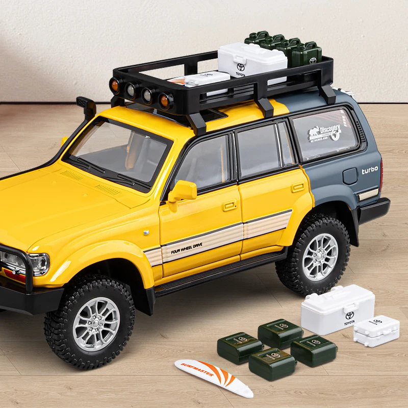 1/24 Toyota Land Cruiser LC80 Alloy Car Model Diecast Metal Off-road Vehicles Car Model Sound and Light Simulation Kids Toy Gift 3