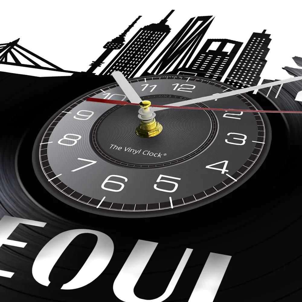 Seoul Architecture Wall Decor Home Decorative Wall Clock Handmade Seoul Vinyl Record Wall Clock South Korea Seoul Travel Gift 3
