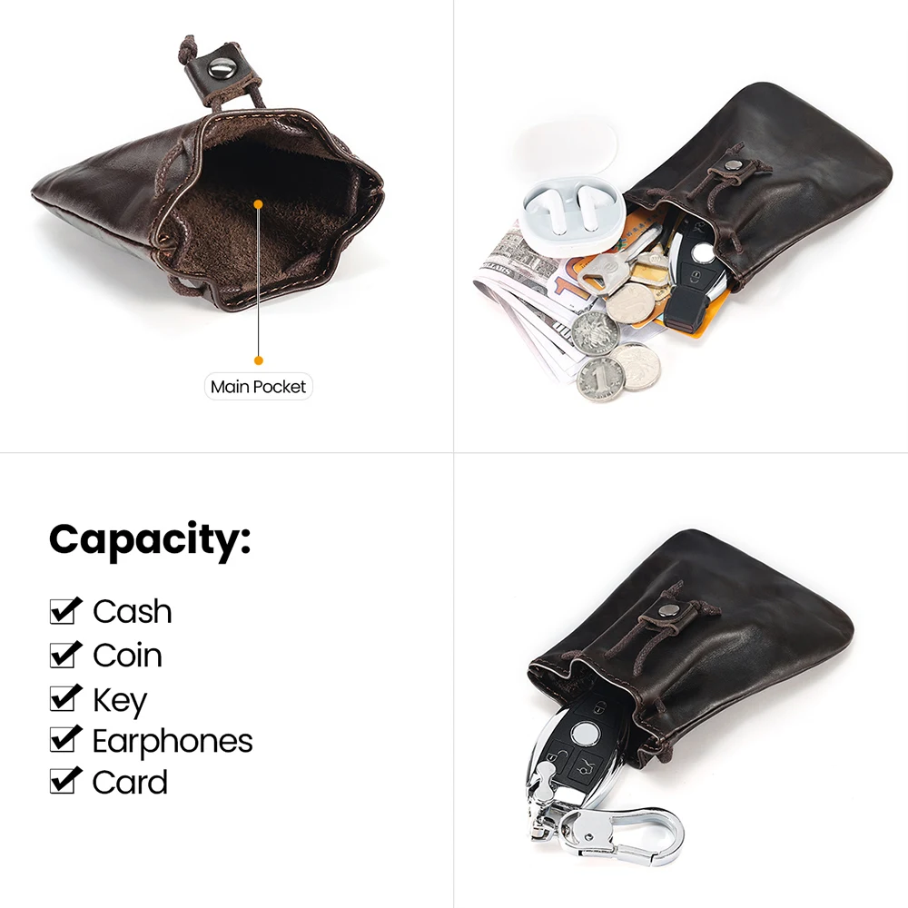 JOYIR Genuine Leather Men's Coin Purse Change Pouch Card Holder for Male Casual Mini Storage Bag Unisex Wallets coin purse coin wallet change bag card wallet