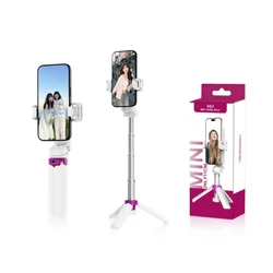 Ultra - Compact 4 - in - 1 Wireless Selfie Stick & Phone Stand (White)