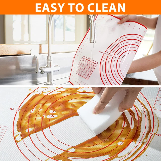 Silicone Pastry Mat with Measurements, Reusable Non-slip Non-stick Baking Mat for Rolling Dough, Fondant /Pizza Mat, Counter Mat 6