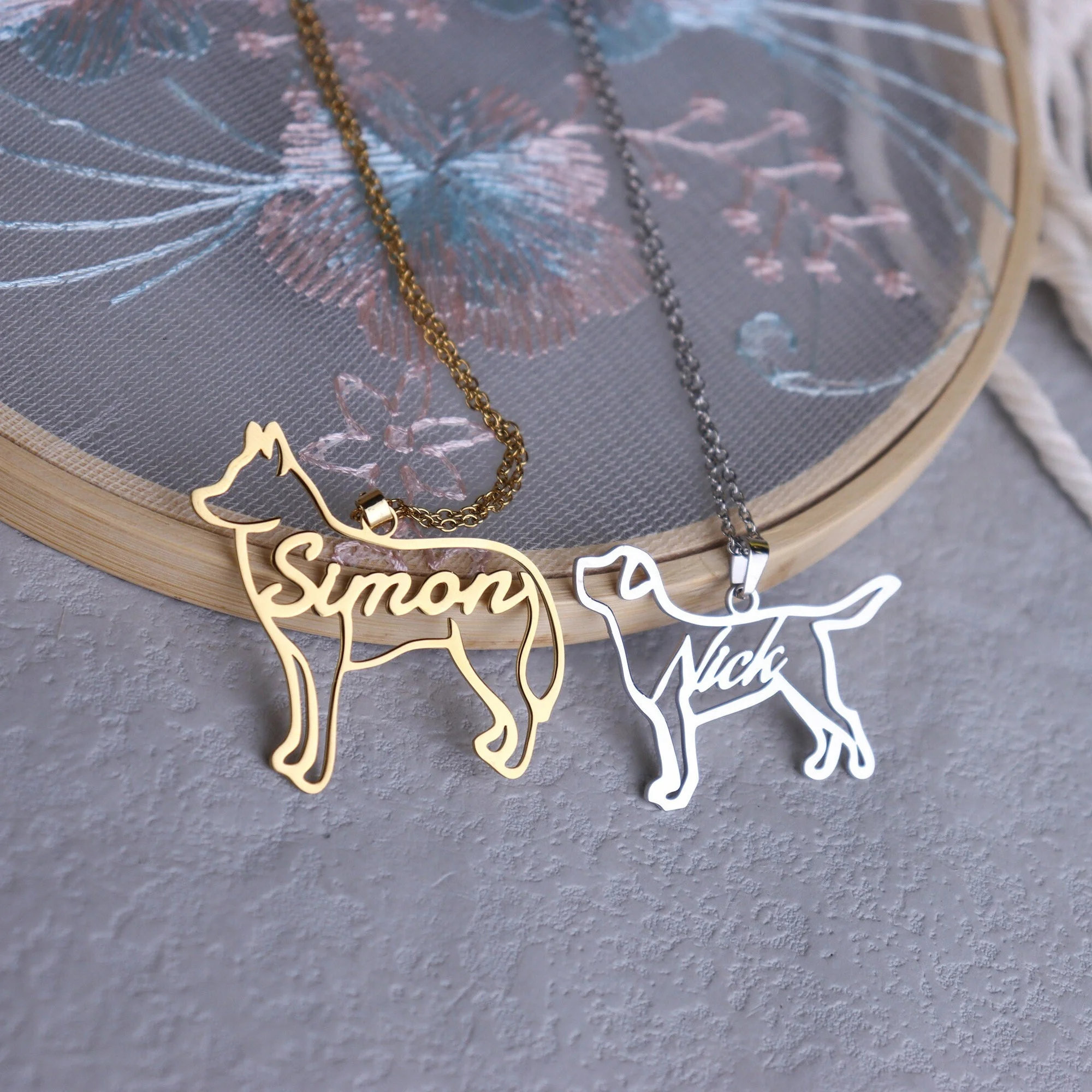 

Personalized Dog Collar with Name Customized Jewelry for Women Pet Commemorative Dog Breed Silhouette Collar Gift for Lost Pets