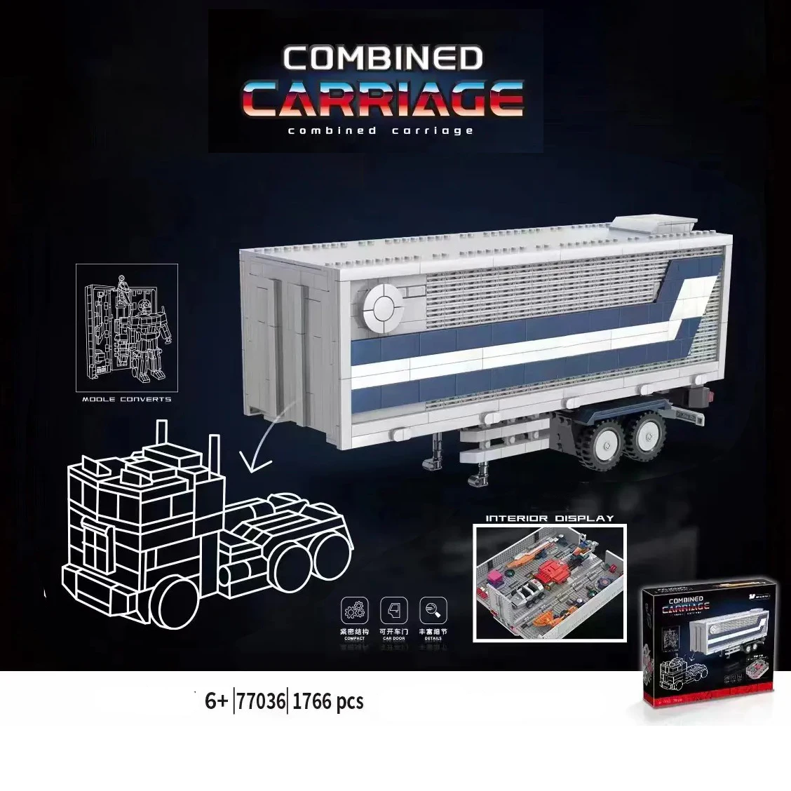 

Carriage Upgrade Kit Pobot Prime 77036 Trailer 10302 Block Technical Truck Armory Transformation Building Brick Constructor