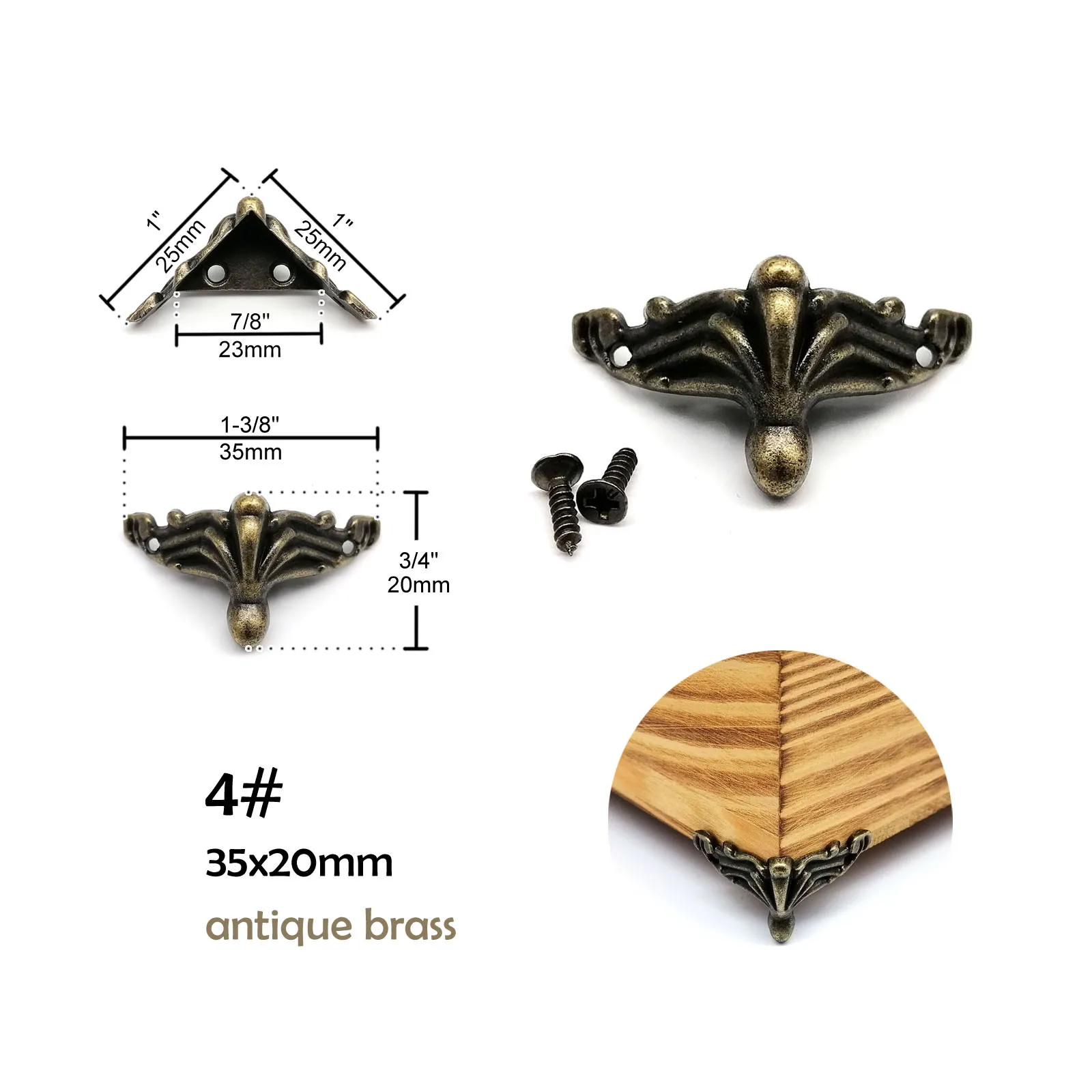 4 Stück Schmucktruhe Holzbox Geschenk Weinkiste Dekorative Füße Bein Eckenschutz Stützhalterung mit Schrauben Golden Silber Bronze – Detail 14