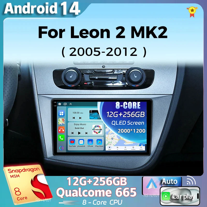 

Android 14 For Seat Leon 2 MK2 2005-2012 2K QLED Android Car Radio Multimedia Video Player GPS AI Voice CarPlay 4G Stereo