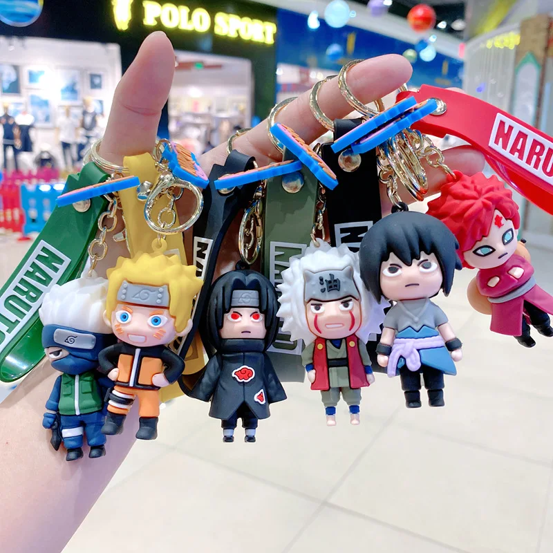 

Cartoon Naruto Action Figures Keychains Sasuke Kakashi Key Pendant Bag Backpack Ornament Doll Keyholder Accessories