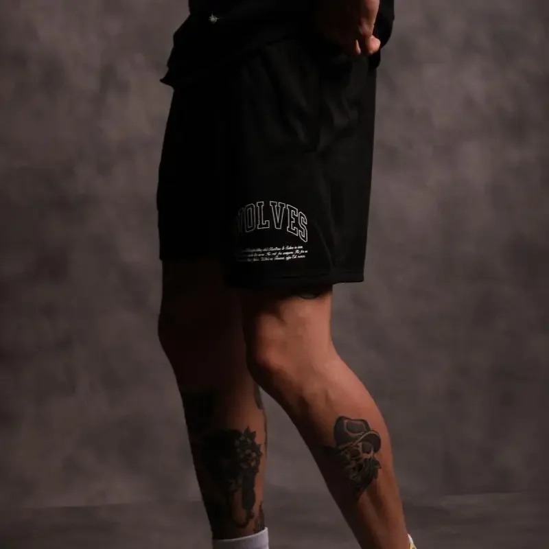 American Style Basketball Shorts Men's Fitness Running Squat Training Casual Breathable Knee-Length Three-Quarter Dry Quick