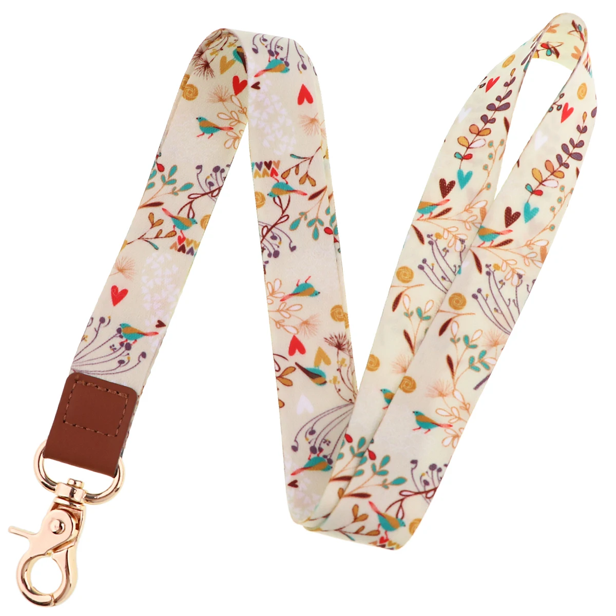 Floral Lanyard Keychain with Rose Design - Stylish Neck Strap for Keys, Phone, ID Badge, and Gifts