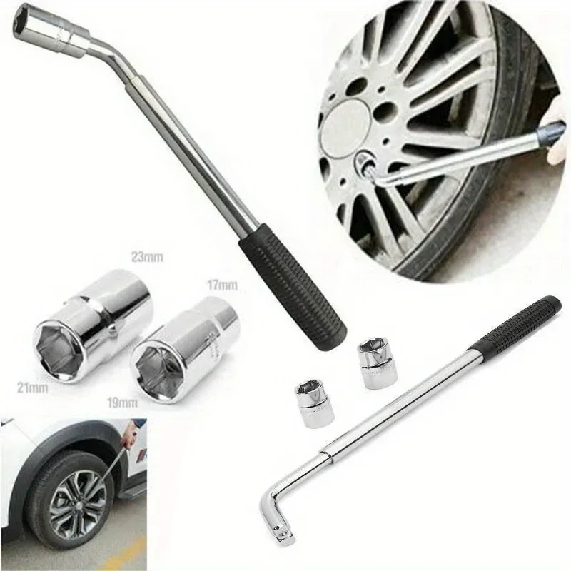 3PCS Tire Socket Wrench L Type Extended Telescopic Rod Repair