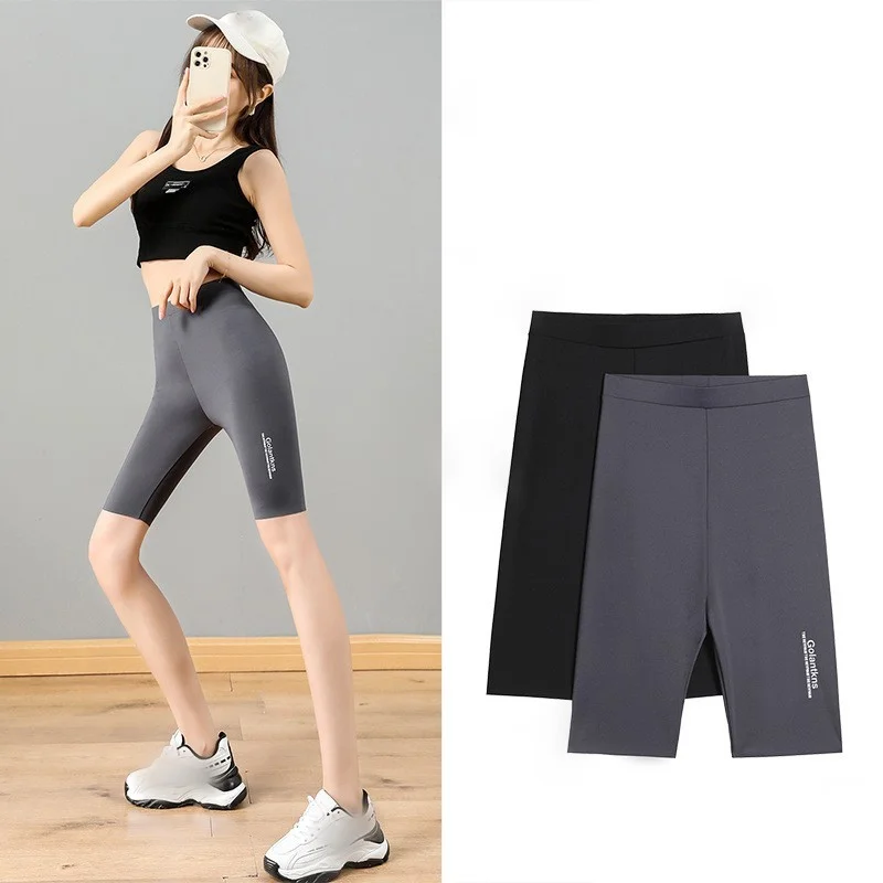 High Waist Fitness Cycling Pants Women Thin Ice Silk Shark Skin Yoga Pants Hip-lifting Tights Running Sports Leggings Shorts