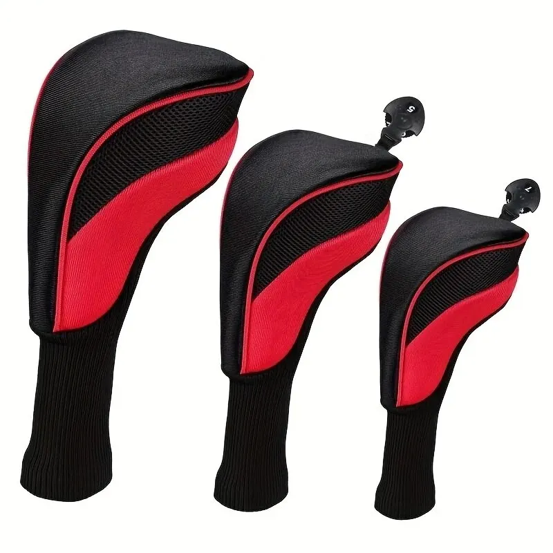 Golf Club Head Covers 3pcs Golf Protector For 1 3 5 Driver & Fairway Club Woods Hybrid Driver Head Cover With Changeable Rotat golf club head covers