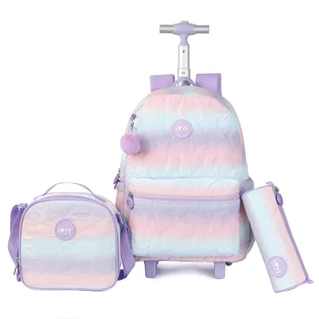 School Backpack set Rolling Backpack for Girls Students Book Bag Wheeled Backpack Trolley School Bag With Wheels Travel Luggage 1