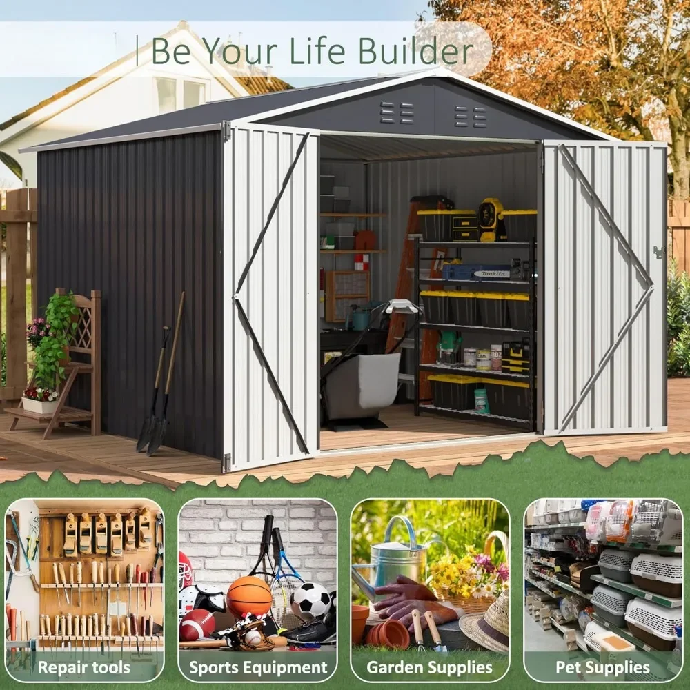 8x8 FT Garden Shed with Lockable Doors 2