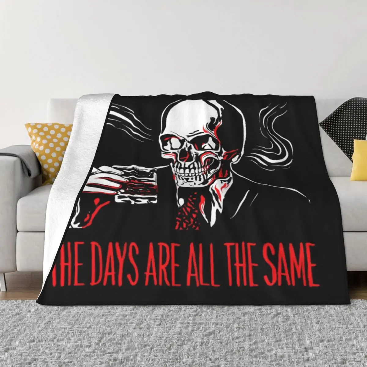 

THE DAYS ARE ALL THE SAME Skulls Soft Micro Fleece Blanket Modern Warm Great Gift AntiPilling
