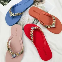 Slippers Women Glitter Flip Flops  Summer 2023 Fashion Outdoor Rhinestone Chain Wedge Beach Slippers Jelly Hawaiian Flat Sandals - Image 4