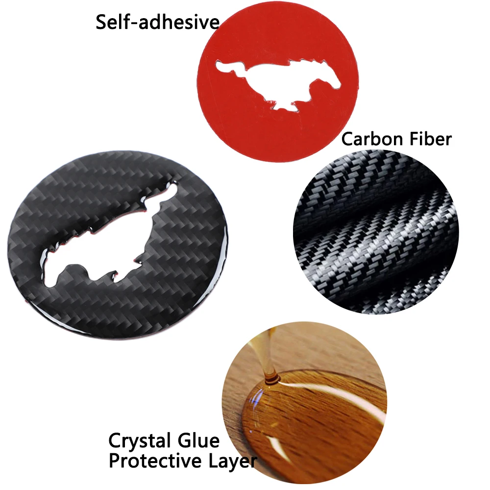 Steering Wheel Center Decoration Cover Trim Sticker for Ford Mustang 2009 2010 2011 2012 2013 Carbon Fiber Car Accessories car moulding decoration interior moulding trim strip car styling stickers car steering wheel badge replacement
