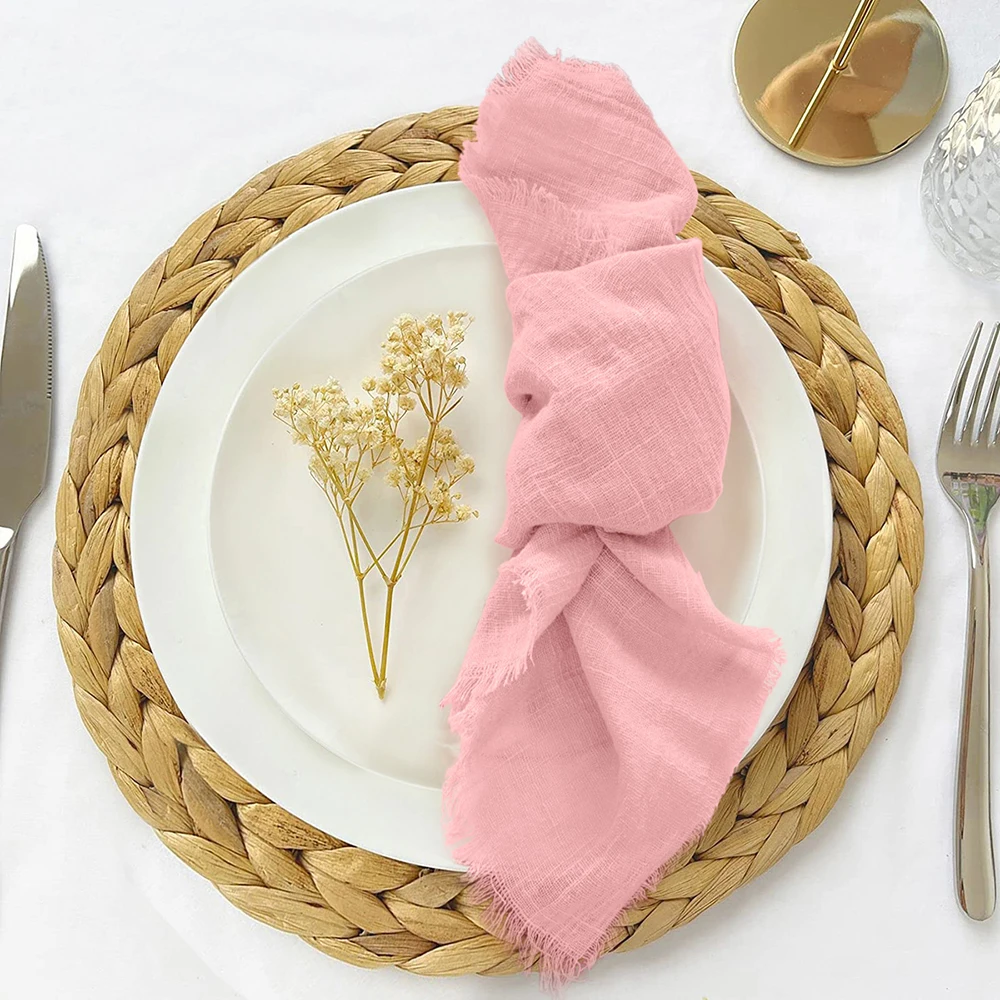 100pcs 30x30cm Cotton Table Linen Napkins Rustic Gauze Napkin for Wedding Party Event Hotel Dinning Table Placemat Decoration