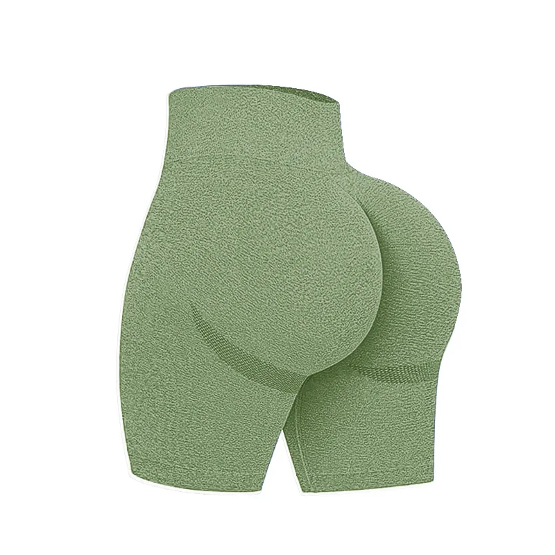 Women Seamless Knited Shorts Solid Slim Leggings Stretch High Waist Butt Lift Fitess Workout Running YogaThree Point Pants 2