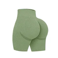 Women Seamless Knited Shorts Solid Slim Leggings Stretch High Waist Butt Lift Fitess Workout Running YogaThree Point Pants 2
