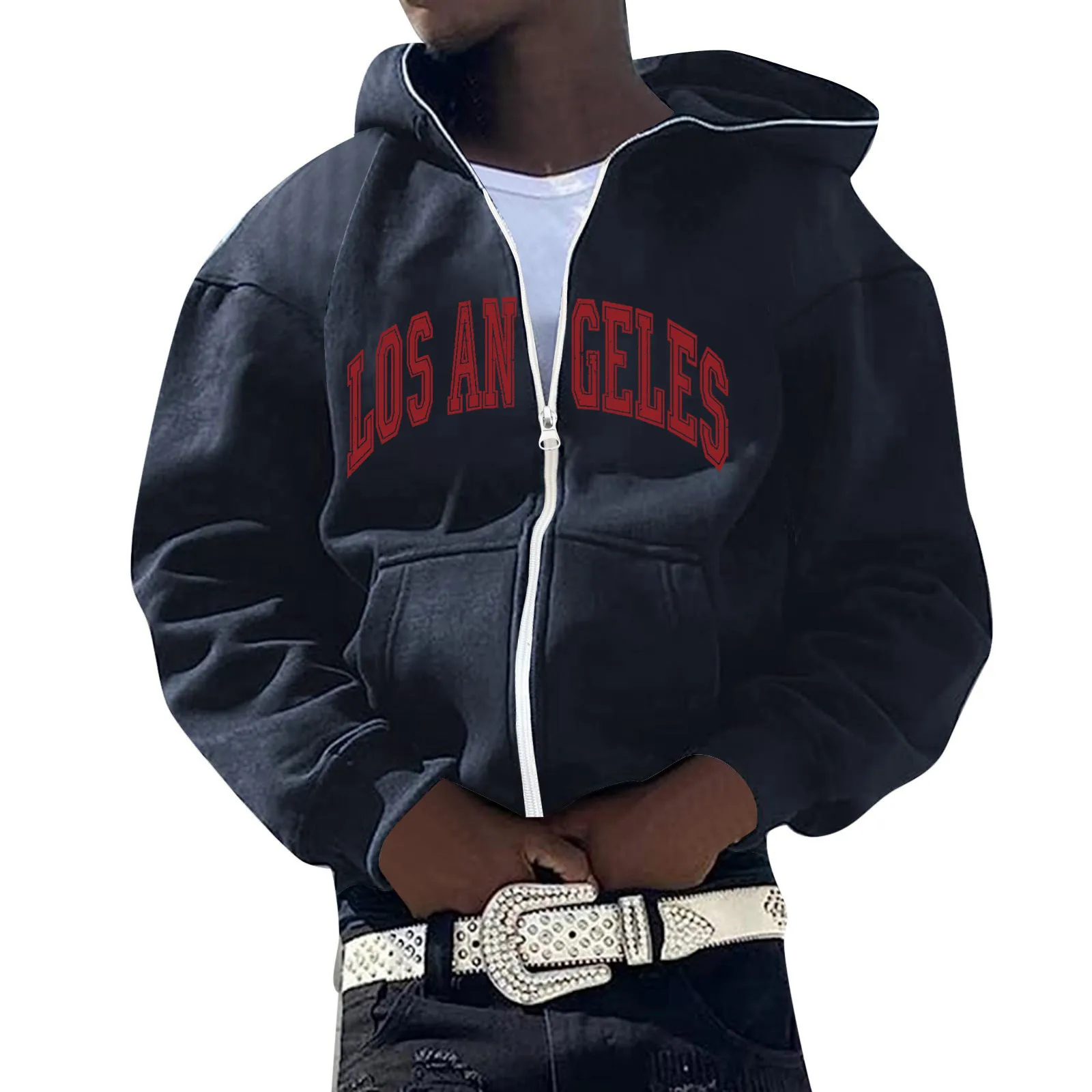 

Hooded Sweaters For Men And Women European And American Casual Hip Hop Hooded Sweaters Cardigan Coat Tops