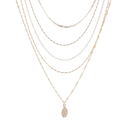 2022 New Fashion Vintage Chain Virgin Mary Multilayer Pendant Long Chain Necklace For Women Necklace Set Christian Gift
