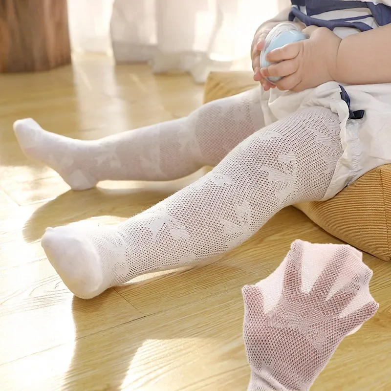 0-8Y Baby Girl Spring Summer Pantyhose Knitted Cotton Children Tights Thin Breathable Infant Toddler Stockings Kids Accessories
