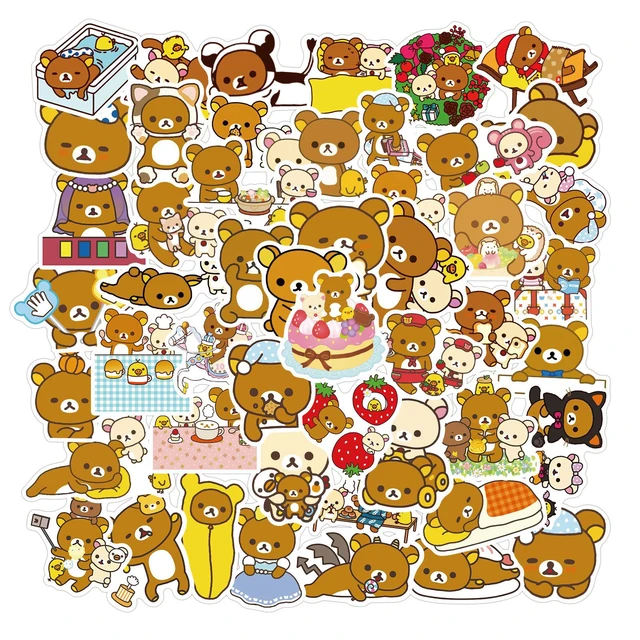 50 pcs/set Kawaii Cartoon Rilakkuma Bear Waterproof PVC Stickers
