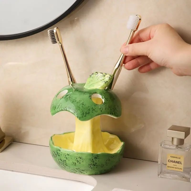 Bathroom electric toothbrush and toothpaste storage rack Ceramic bathroom washstand Dental storage rack