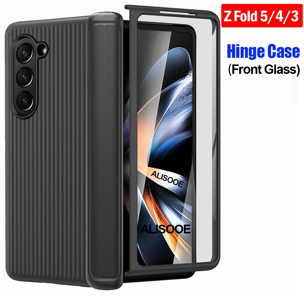 

Z Fold 5 Hinge Case for Samsung Galaxy Z Fold 5 4 3 2 Case Hinge Full Protection Front Screen Glass Hard Plastic Cover Funda