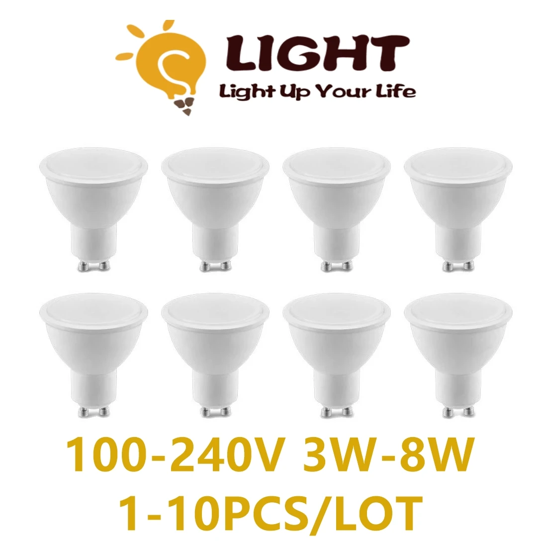 

1-10pcs LED spot light GU10 100v-240v 3000k/4000k/6000k 3w-8w replacement 100W halogen lamp for kitchen studio bathroom