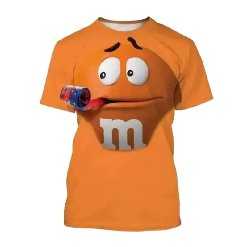 Summer Men Fun Fun Cute M Chocolate Bean Cartoon T-Shirt Fashion 3d Printed O Collar Short Sleeve Loose Casual Plus Size Top men t shirt