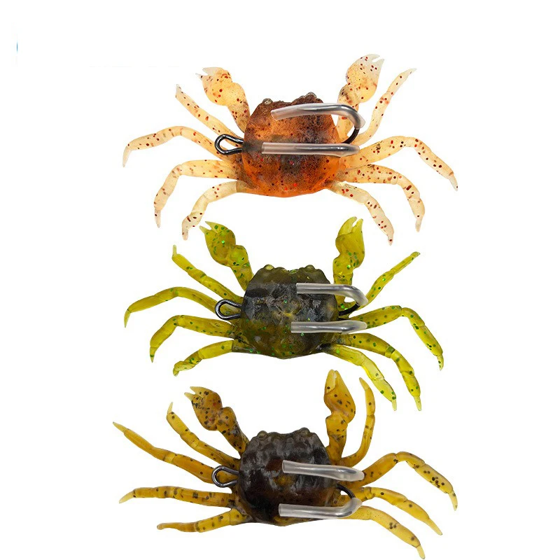1PC Silicone Soft Bait Bionic Crab Artificial Lifelike Sharp Hook ...